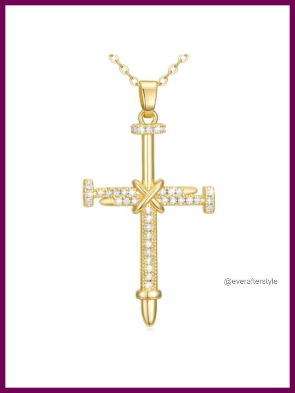 14K Gold Nail Cross Pendant Necklace Women Dainty Christian Jewelry
